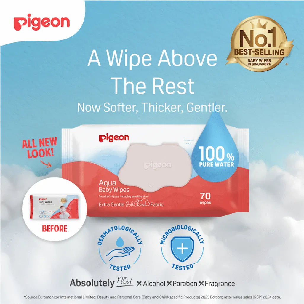 Pigeon Aqua Baby Wipes 70's Fliptop 3-in-1