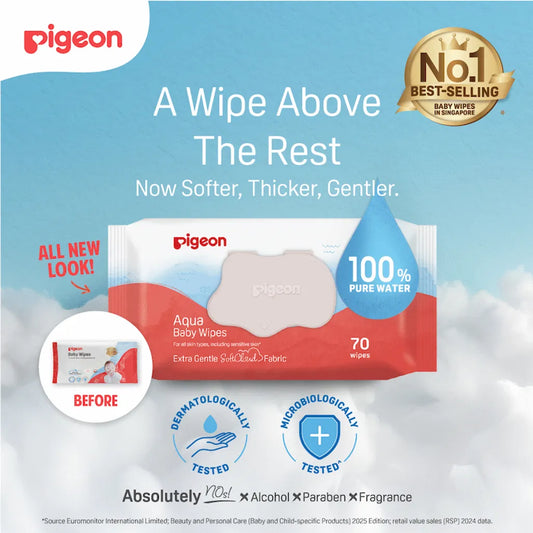 Pigeon Aqua Baby Wipes 70's Fliptop 3-in-1