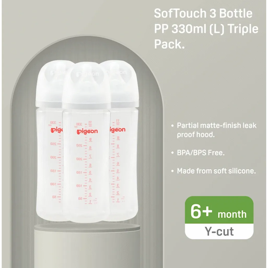 Pigeon Softouch 3 Bottles PP 330ml (L) Triple Pack