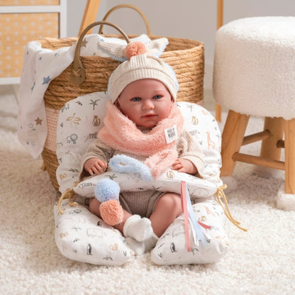 Llorens - Baby Girl Doll with Clothing & Animal themed Cushion: Mimi - 42cm