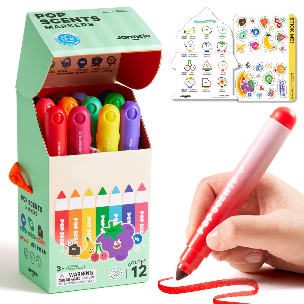 Jar Meló - Scented Markers - 12 Washable Non-Toxic Colours