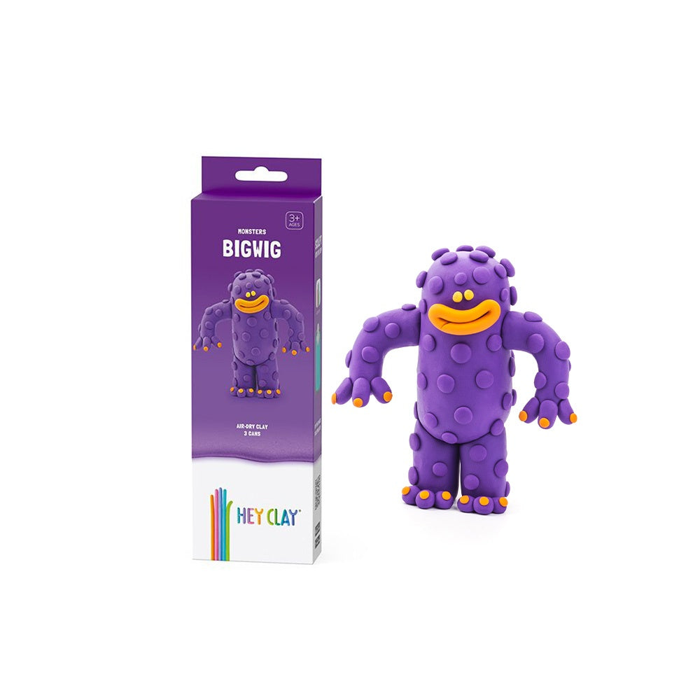 Hey Clay - Modelling Air-Dry Clay with Fun Interactive App - Bigwig, series Monsters, 3 cans-**