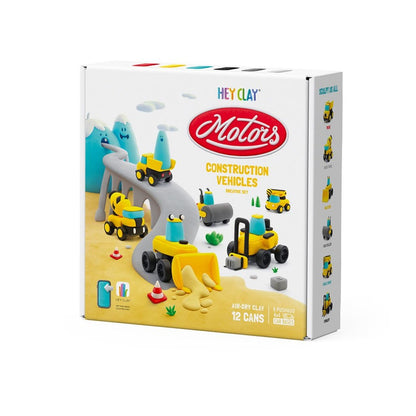 Hey Clay - Modelling Air-Dry Clay with Fun Interactive App - Construction Cars, series Motors, 12 cans