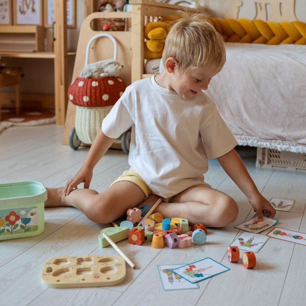 TookyToy - Wooden Montessori Garden Stacking Travel Toy 33pcs