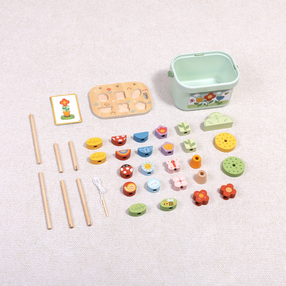 TookyToy - Wooden Montessori Garden Stacking Travel Toy 33pcs