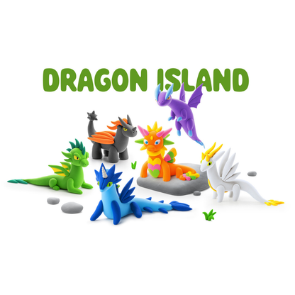 Hey Clay - Modelling Air-Dry Clay with Fun Interactive App - Dragon Island, 15 cans