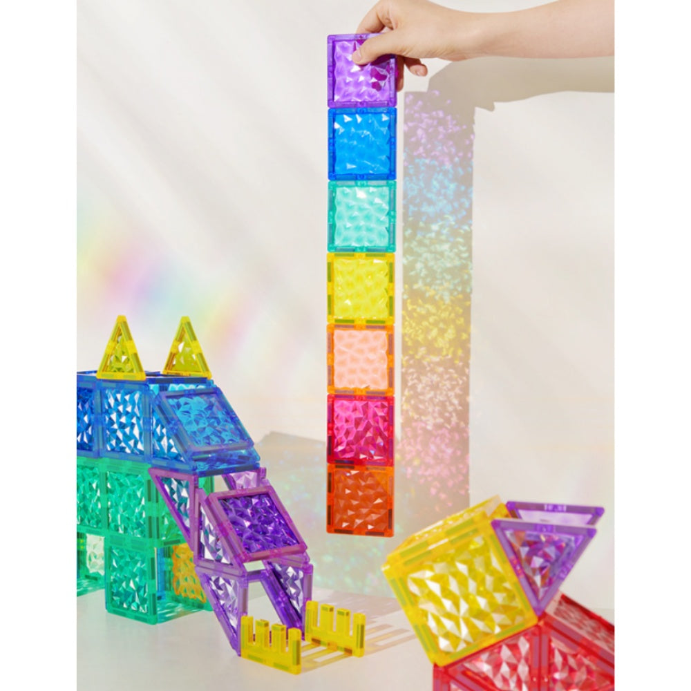 Mideer - Colourful Magnetic Tiles Building Set - Iridescent Rainbow - 90pcs