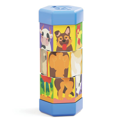 Quercetti - Mix & Match Animals Rotating Puzzle for Toddlers