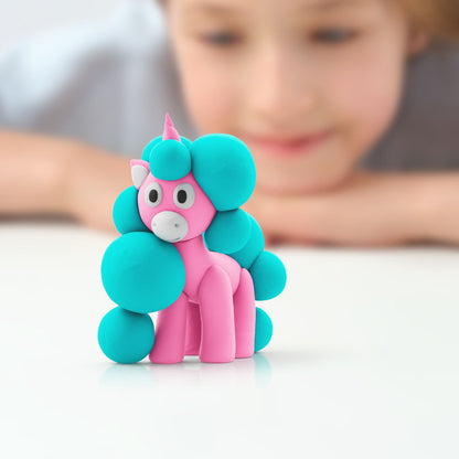 Hey Clay - Modelling Air-Dry Clay with Fun Interactive App - Brighty, Cloudy, Sparky, Series Rainbow Unicorns, 6 cans