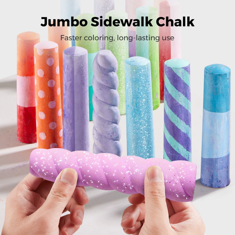 Jar Meló - Sidewalk Giant Chalk with Holders - 36 Rainbow Colours