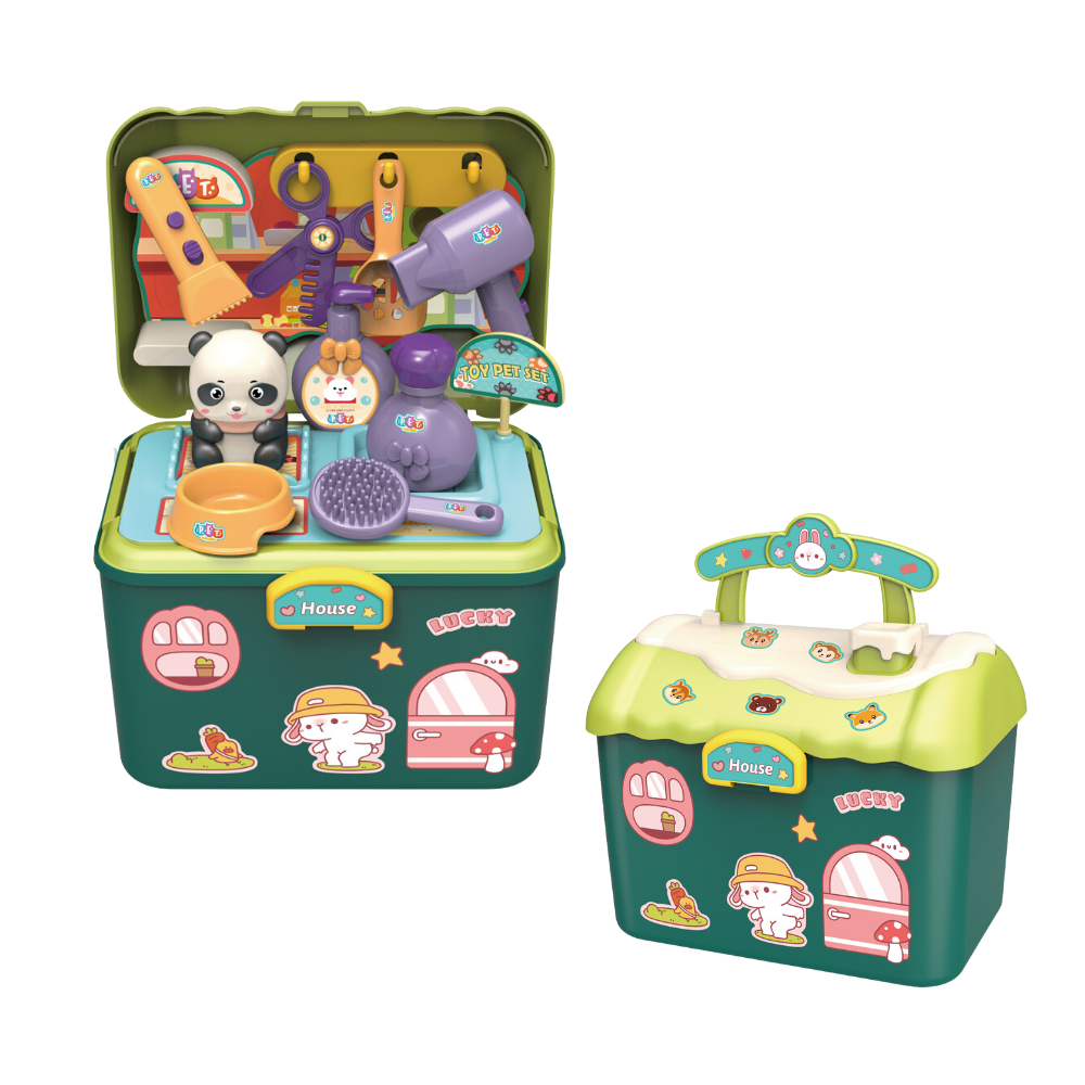 Cogo - Pretend Play Pet Set - 2-in-1 Pet Care Kit with 10 Accessories