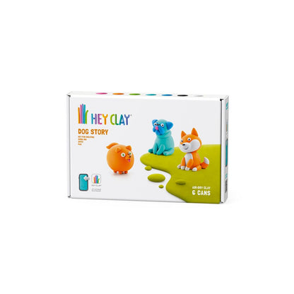 Hey Clay - Modelling Air-Dry Clay with Fun Interactive App - Shiba Inu, Spitz, Pug, Series Dog Story, 6 cans
