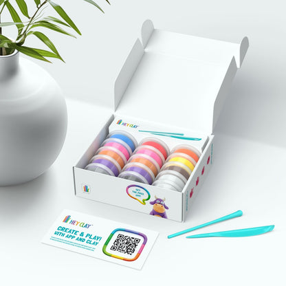 Hey Clay - Modelling Air-Dry Clay with Fun Interactive App - Animals, 15 cans