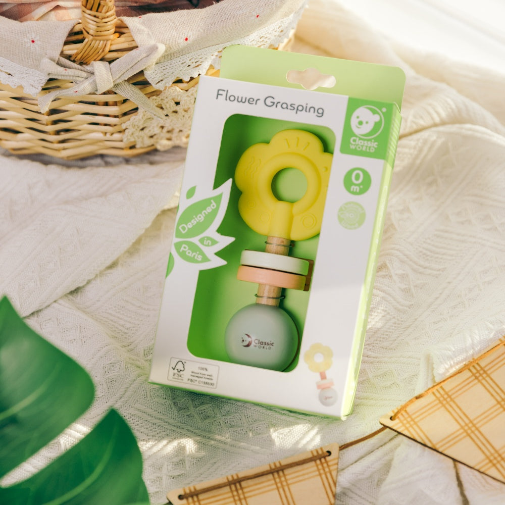 Classic World - Flower Grasping Baby Rattle Sensory Toy