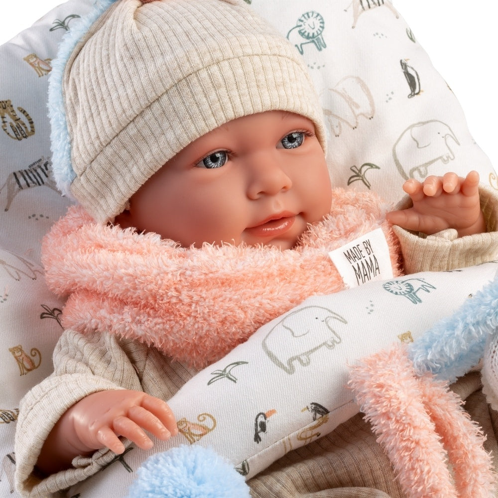 Llorens - Baby Girl Doll with Clothing & Animal themed Cushion: Mimi - 42cm