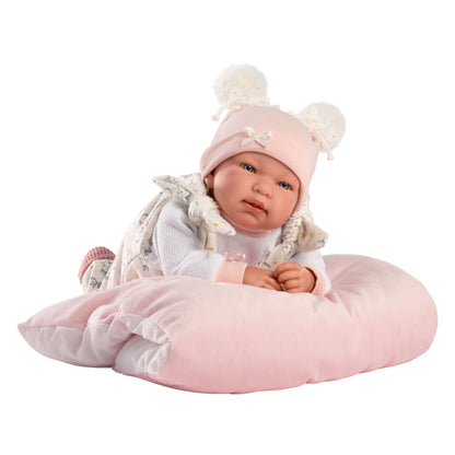 Llorens - Baby Girl Doll with Pink Blanket, Clothing & Accessories: Tina - 44cm (Mechanism Optional)