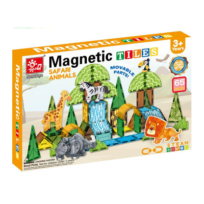 Magnetic Tiles - Safari Animals Set - 65 Pieces