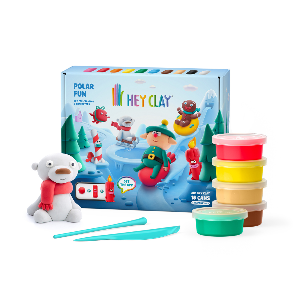 Hey Clay - Modelling Air-Dry Clay with Fun Interactive App - Polar Fun, 15 cans