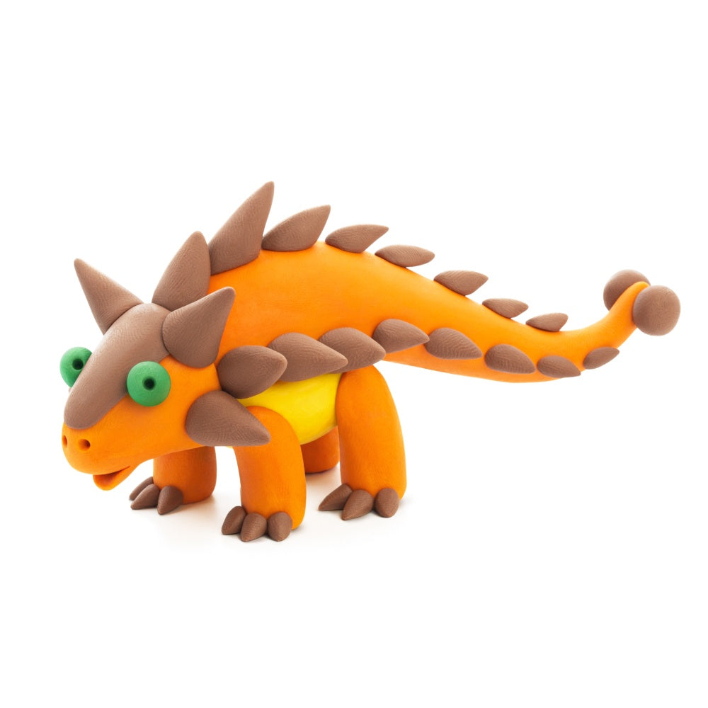 Hey Clay - Modelling Air-Dry Clay with Fun Interactive App - Ankylosaurus, Parasaurolophus, Therizinosaurus, Series Mega Dinos, 6 cans