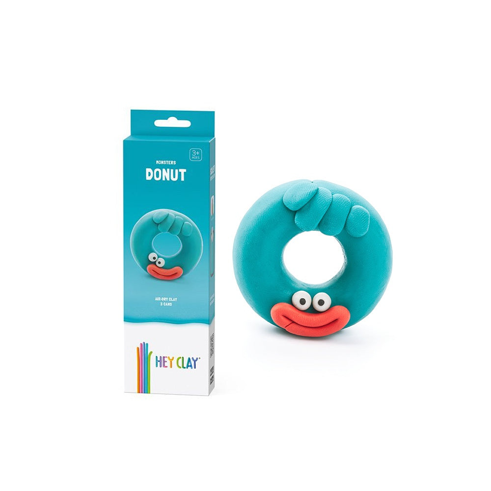 Hey Clay - Modelling Air-Dry Clay with Fun Interactive App - Donut, series Monsters, 3 cans-**