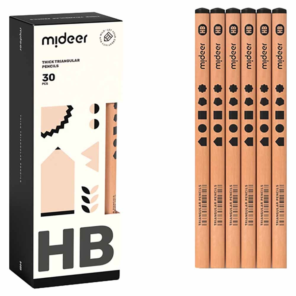 Mideer - Triangular HB Pencils 30-Pack - Correct Pencil Grip for for Early Writing