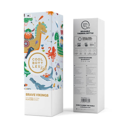 Cool Bottles - Kids Triple-Insulated Water Bottle - Brave Vikings 350ml