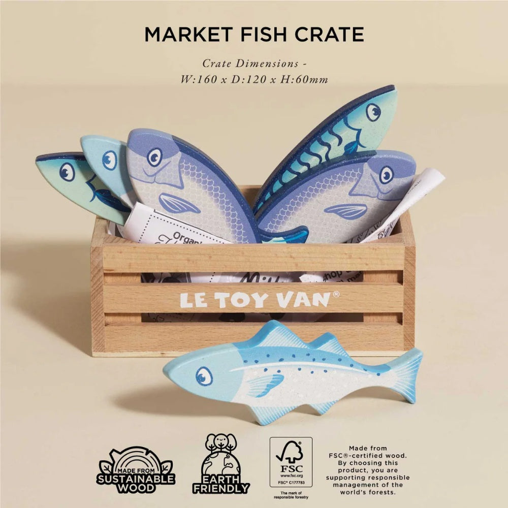 Le Toy Van - Wooden Fish Food Crate - 8pcs