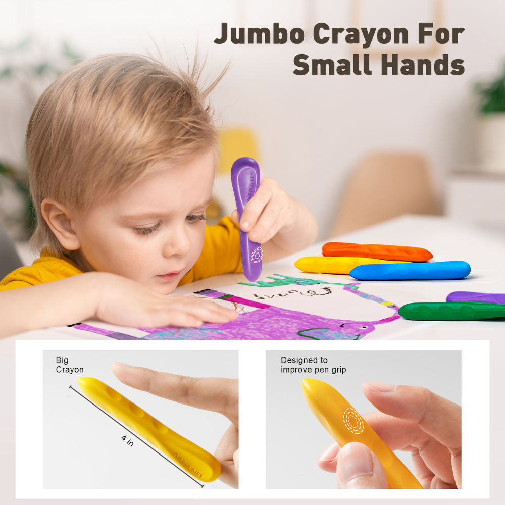 Jar Meló - Easy-Grip Beeswax Crayons - 12 Washable & Non-Toxic Colours