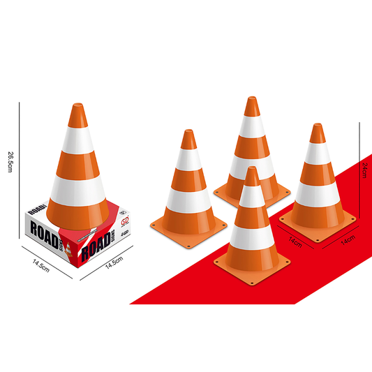 Pretend & Play Road Cones - Road Safety Role-Play Accessory - Set of 4