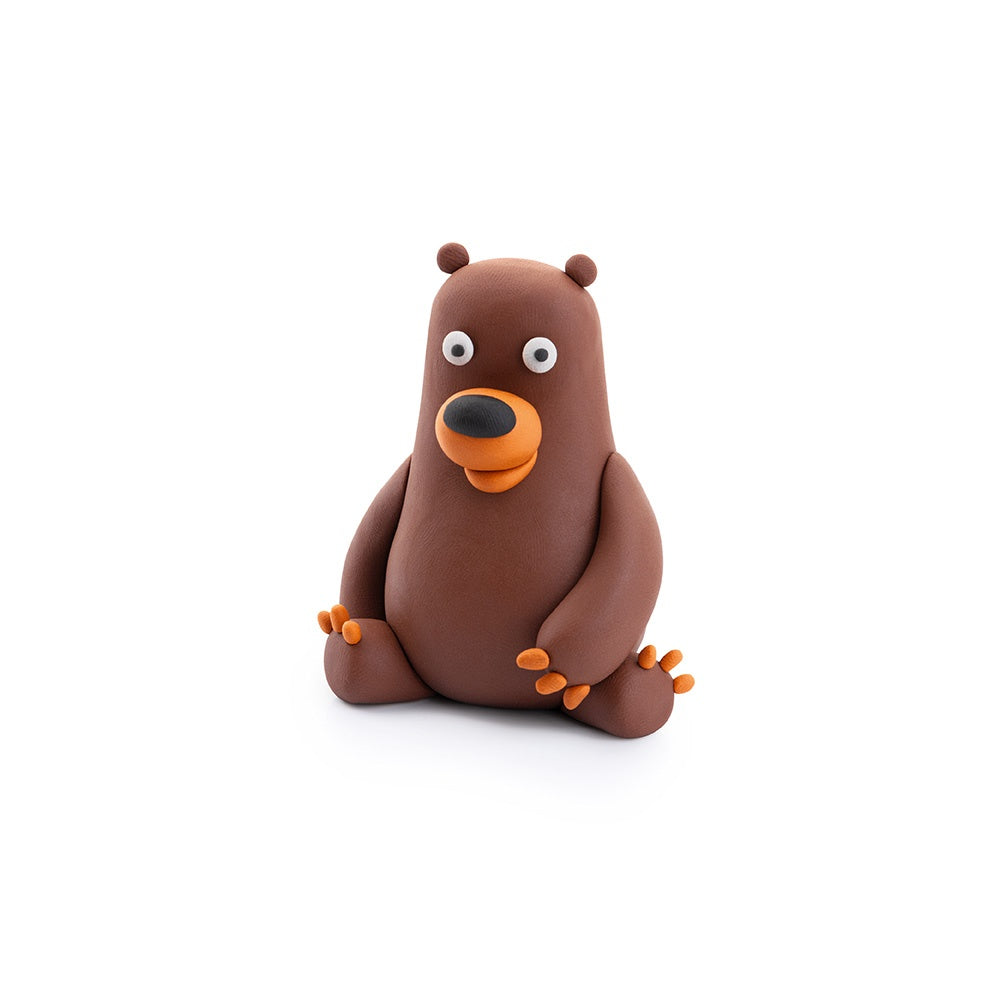 Hey Clay - Modelling Air-Dry Clay with Fun Interactive App - Bear, series Forest Animals, 3 cans