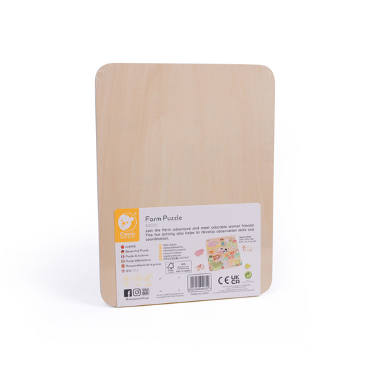 Classic World - Wooden Puzzle - Farm Animals - 12pcs