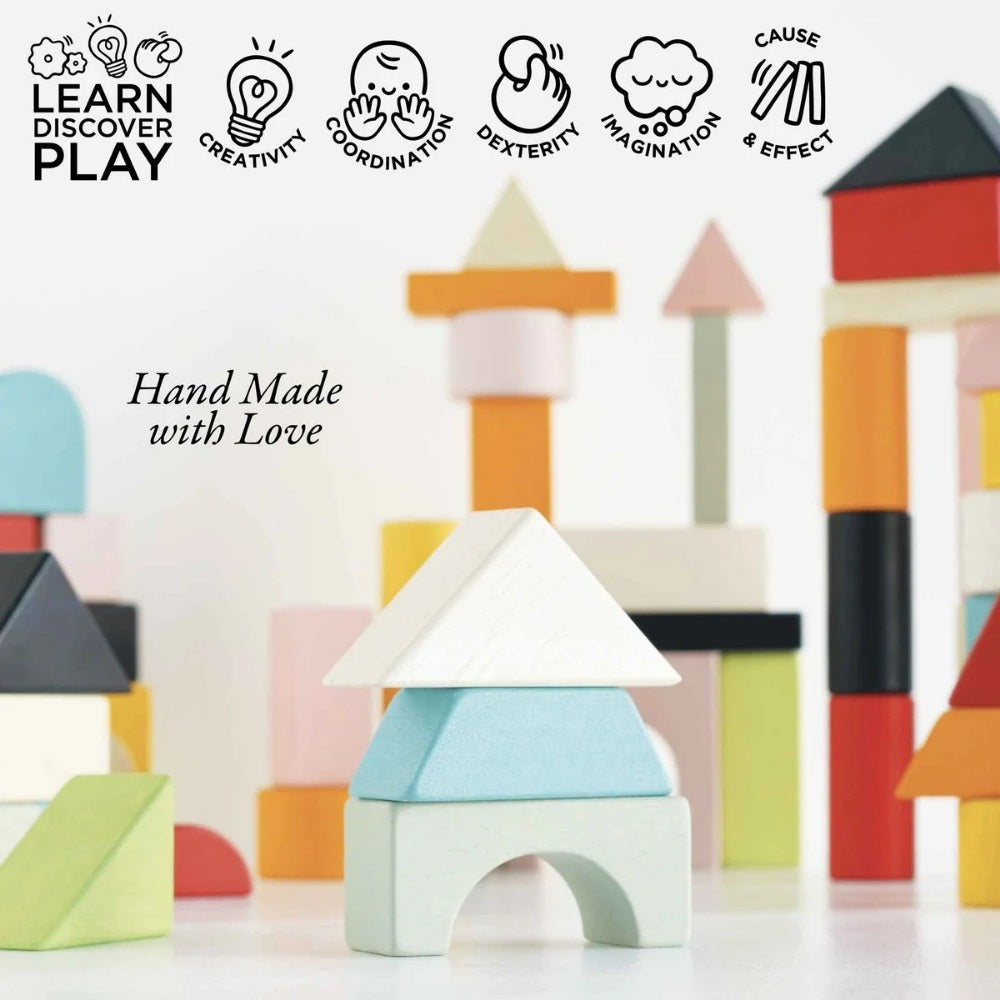 Le Toy Van - Colourful Wooden Building Blocks - 60pcs