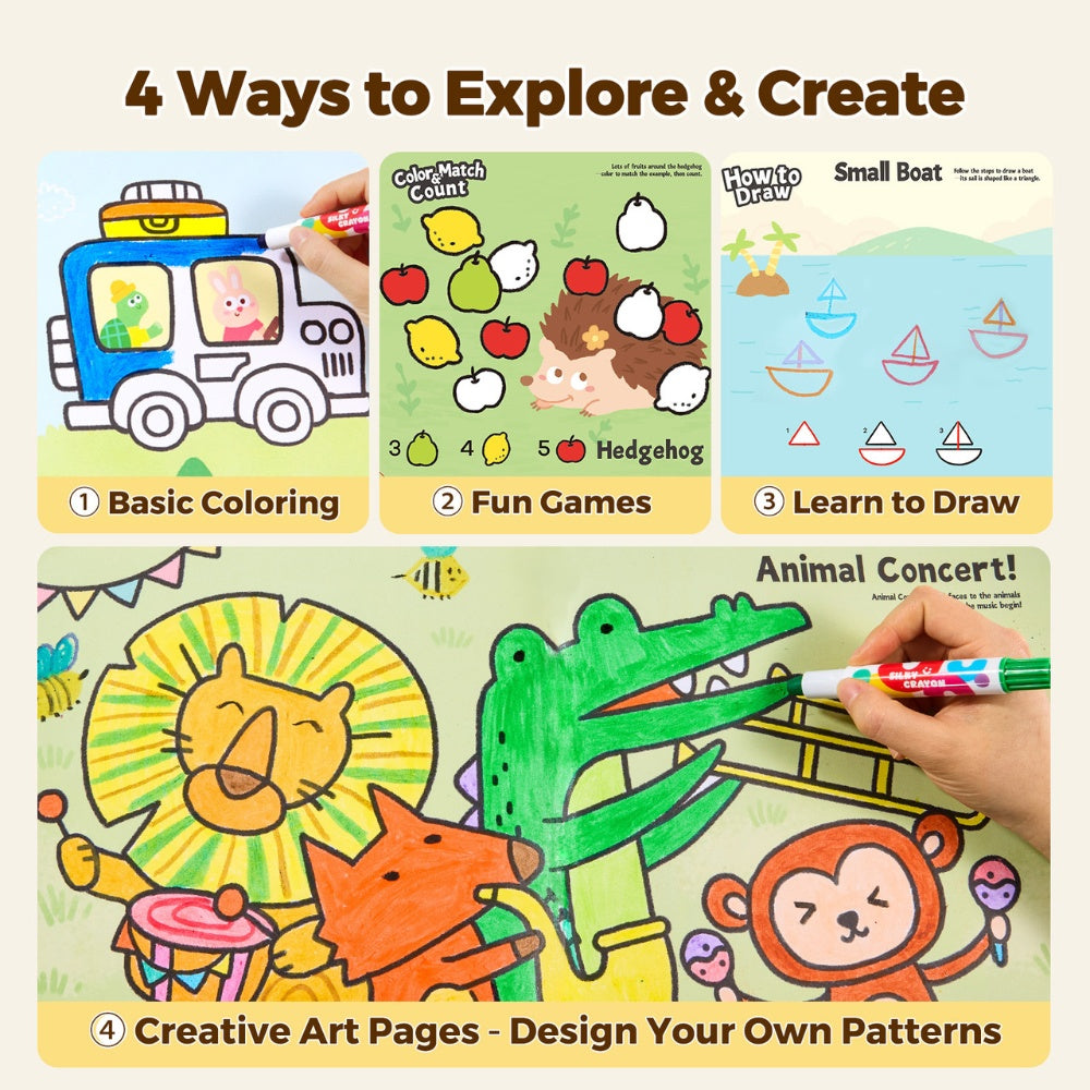 Jar Meló - Play & Learn Colouring Book Set: Vehicles & Animals - 2 Books 60 Pages