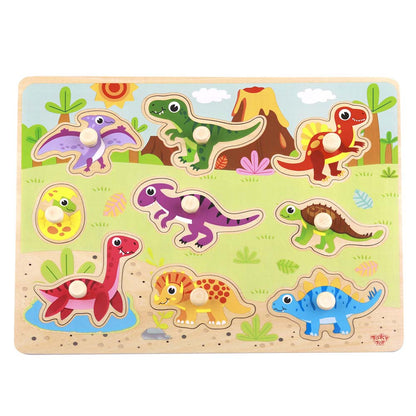TookyToy - Wooden Peg Puzzle - Dinosaurs - Motherhood