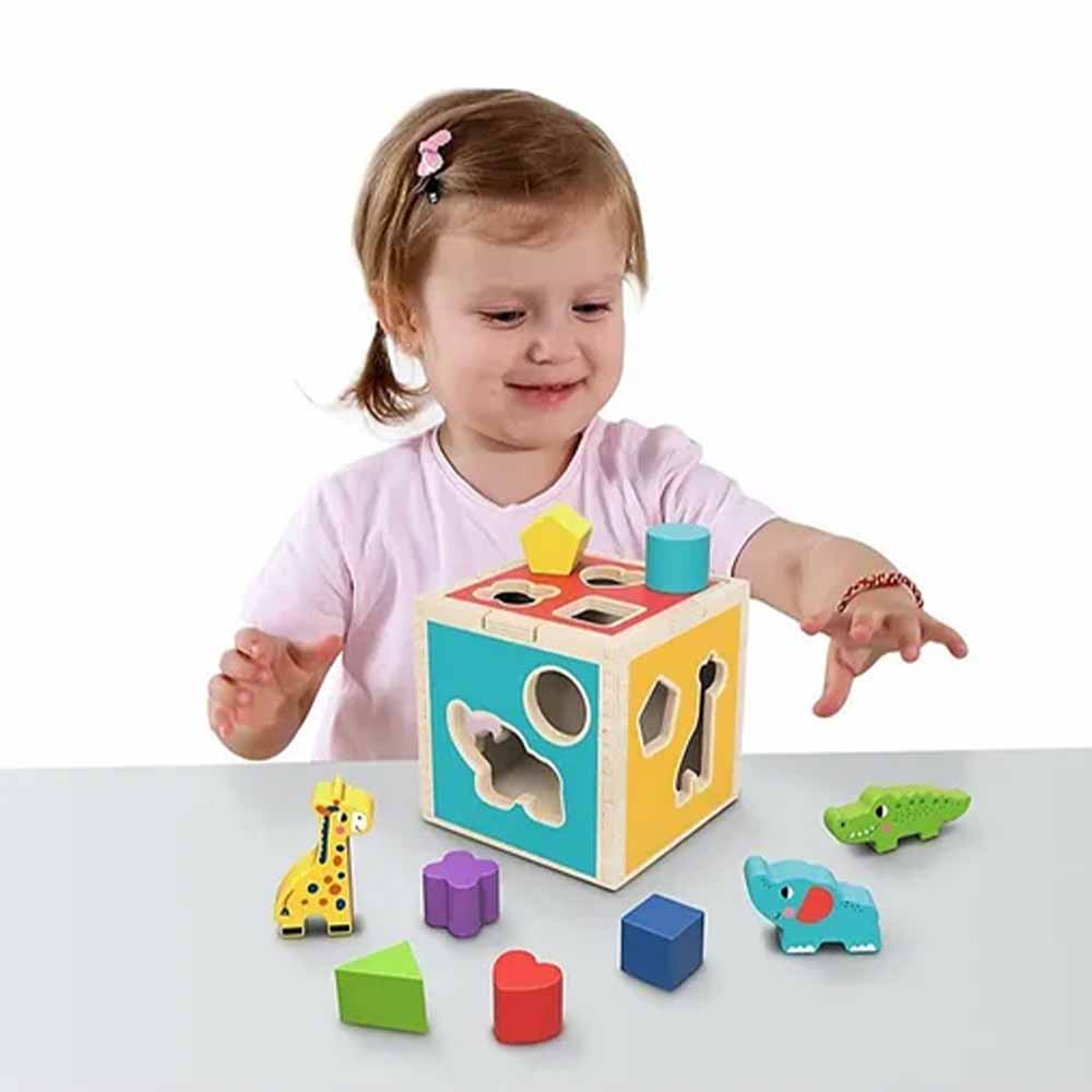 TookyToy - Animal Shape Sorter with Wooden Blocks
