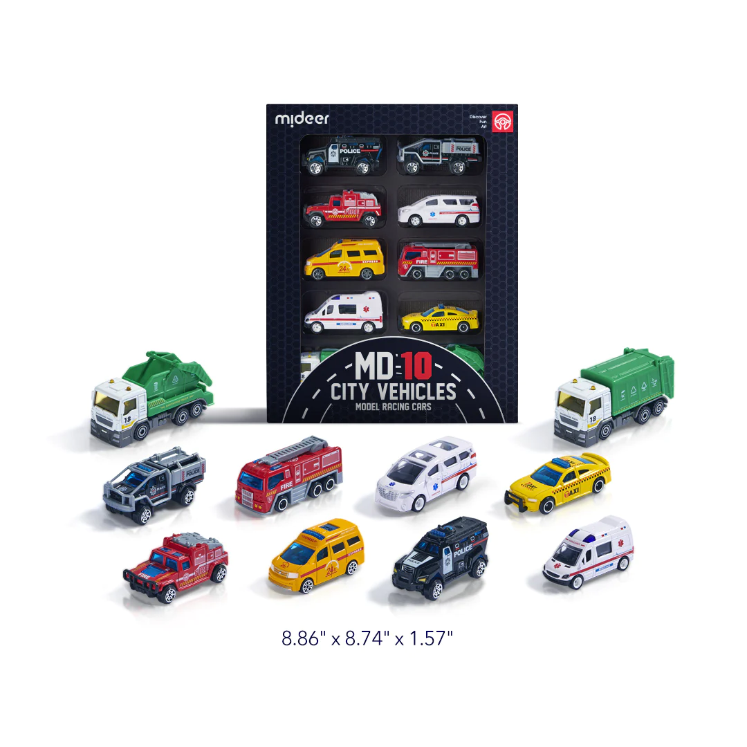 Mideer - Alloy Racing Cars - City Vehicles Toy Cars for Kids 10pcs