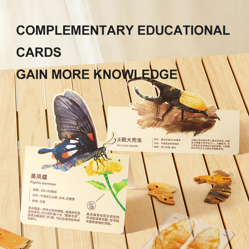 Mideer - Wooden 3D Puzzle for Kids with Educational Flash Cards - Bee & Hive 48 Pieces