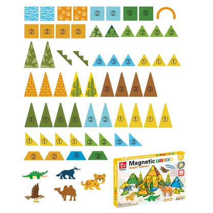 Magnetic Tiles - Wild Animals Set - 65 Pieces