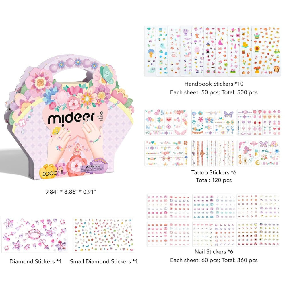 Mideer - Nail, Temporary Tattoo & Gem Sticker Pack - Garden Fairy - 1000pcs