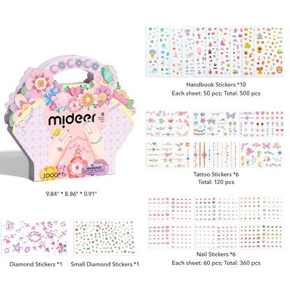 Mideer - Nail, Temporary Tattoo & Gem Sticker Pack - Garden Fairy - 1000pcs