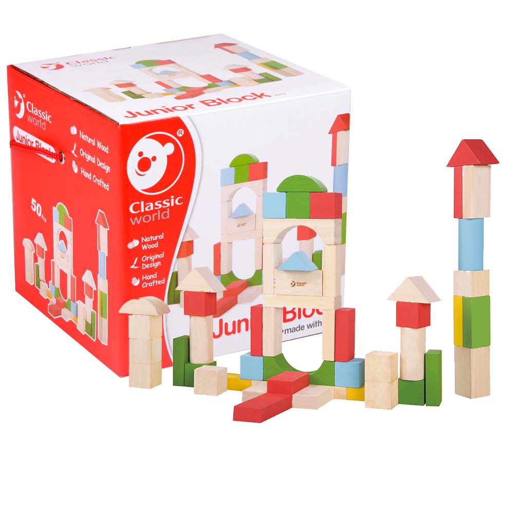 Classic World - Wooden Building Blocks - Junior Blocks - 50pcs