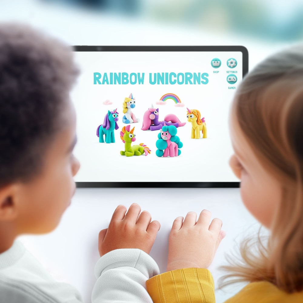 Hey Clay - Modelling Air-Dry Clay with Fun Interactive App - Rainbow Unicorns, 15 cans