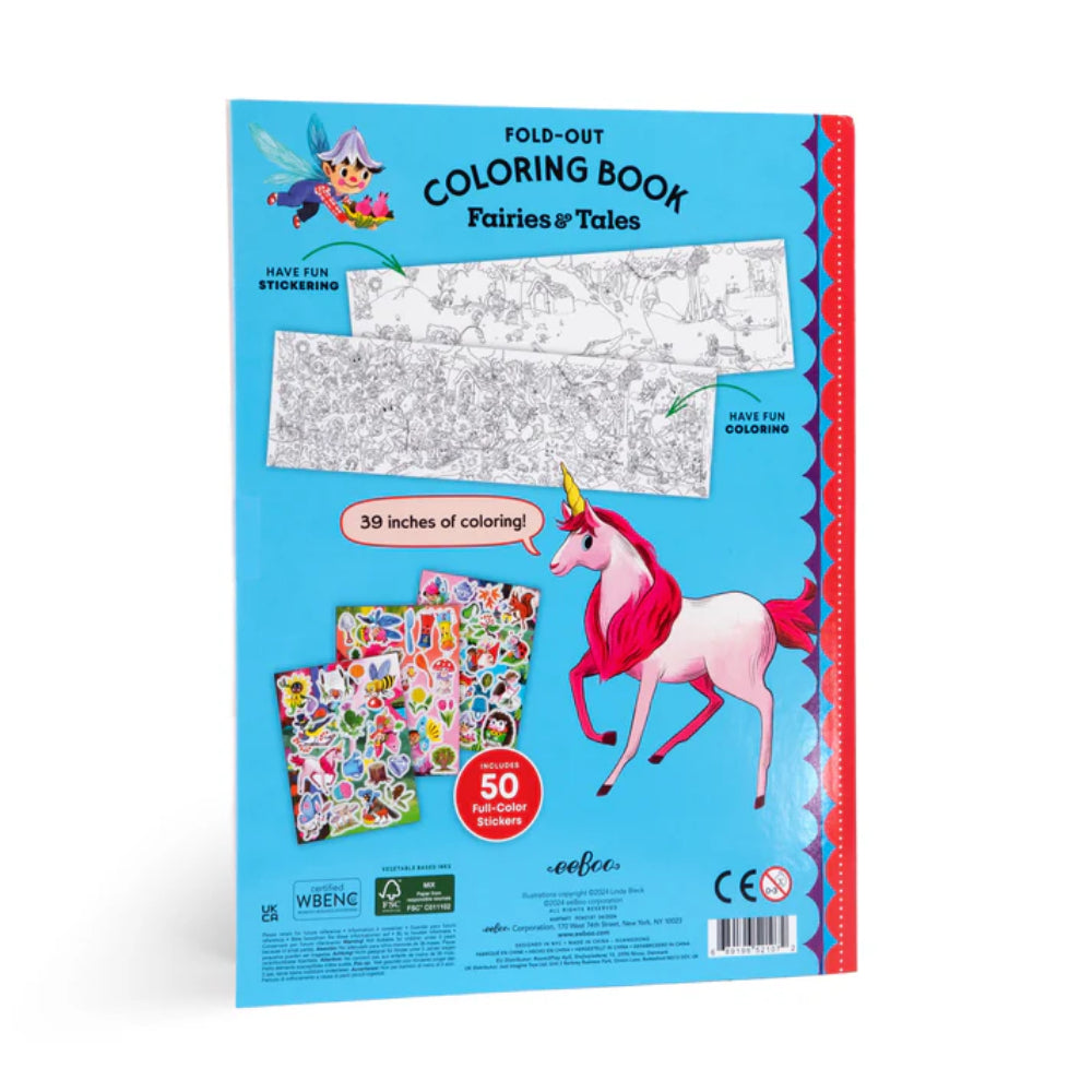 eeBoo - Fold-Out Colouring Book with Stickers - Fairies And Tales