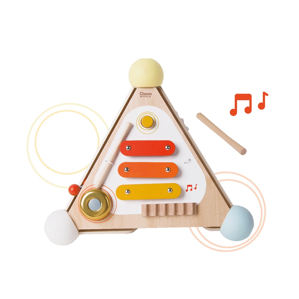 Classic World - Pyramid Activity Box - Four Sided Multi-Activity Busy Board