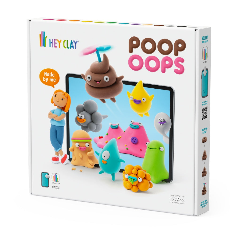 Hey Clay - Modelling Air-Dry Clay with Fun Interactive App - Poop Oops, 16 cans