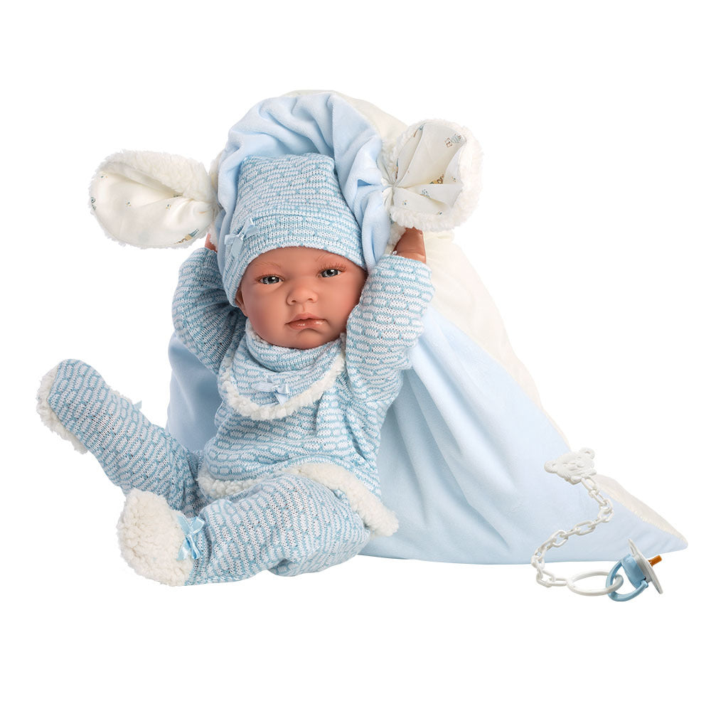 Llorens - Anatomically Correct Baby Boy Doll with Blue Outfit & Cushion: Nico - 40cm
