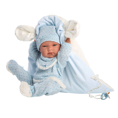 Llorens - Anatomically Correct Baby Boy Doll with Blue Outfit & Cushion: Nico - 40cm