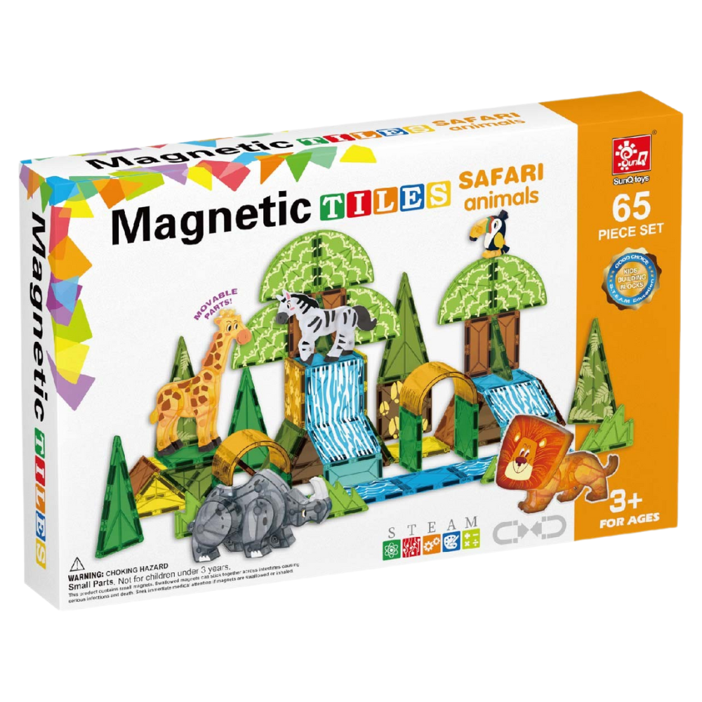 Magnetic Tiles - Safari Animals Set - 65 Pieces