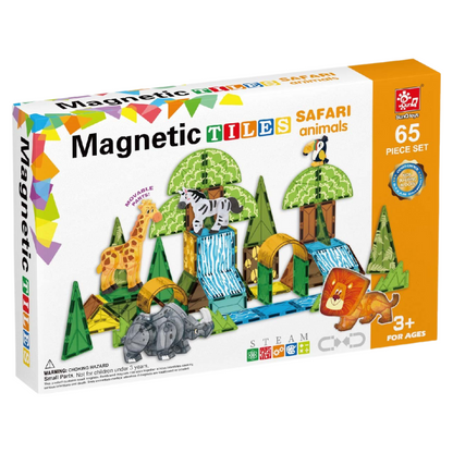 Magnetic Tiles - Safari Animals Set - 65 Pieces