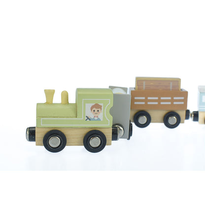 TookyToy - Wooden Train Set - Pastel - 13 Pieces - Motherhood